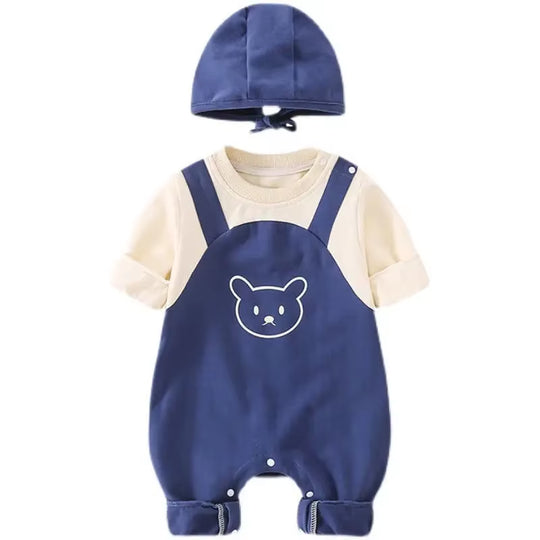 Sweetnest™ Newborn One-Piece Set – Autumn & Spring Outfit with Matching Hat